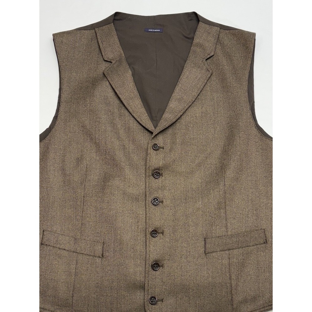 NWT Stafford Brown Donegal Wool Blend Classic Fit Waistcoat Notch Collar 2XL